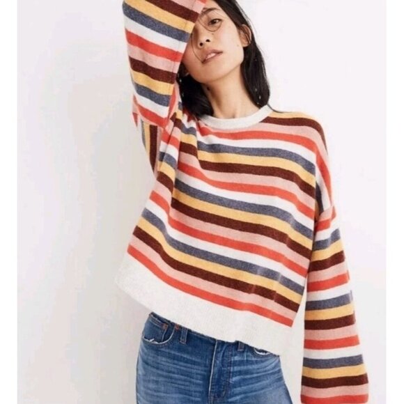 Madewell Cardiff Striped Crewneck Sweater in Coziest Yarn Size S - Picture 1 of 8